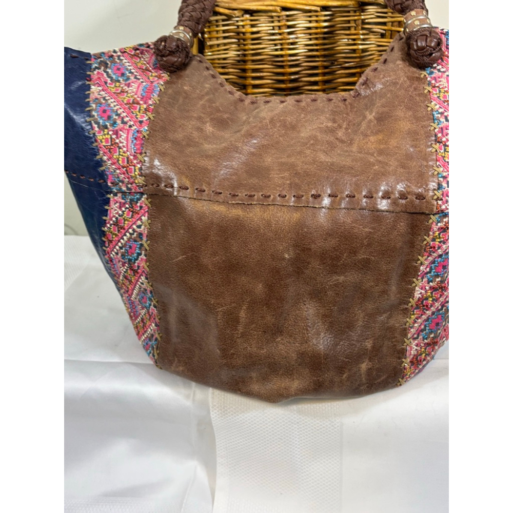 The Sak Brown and Blue Tote with Pink Accents - Picture 4 of 16